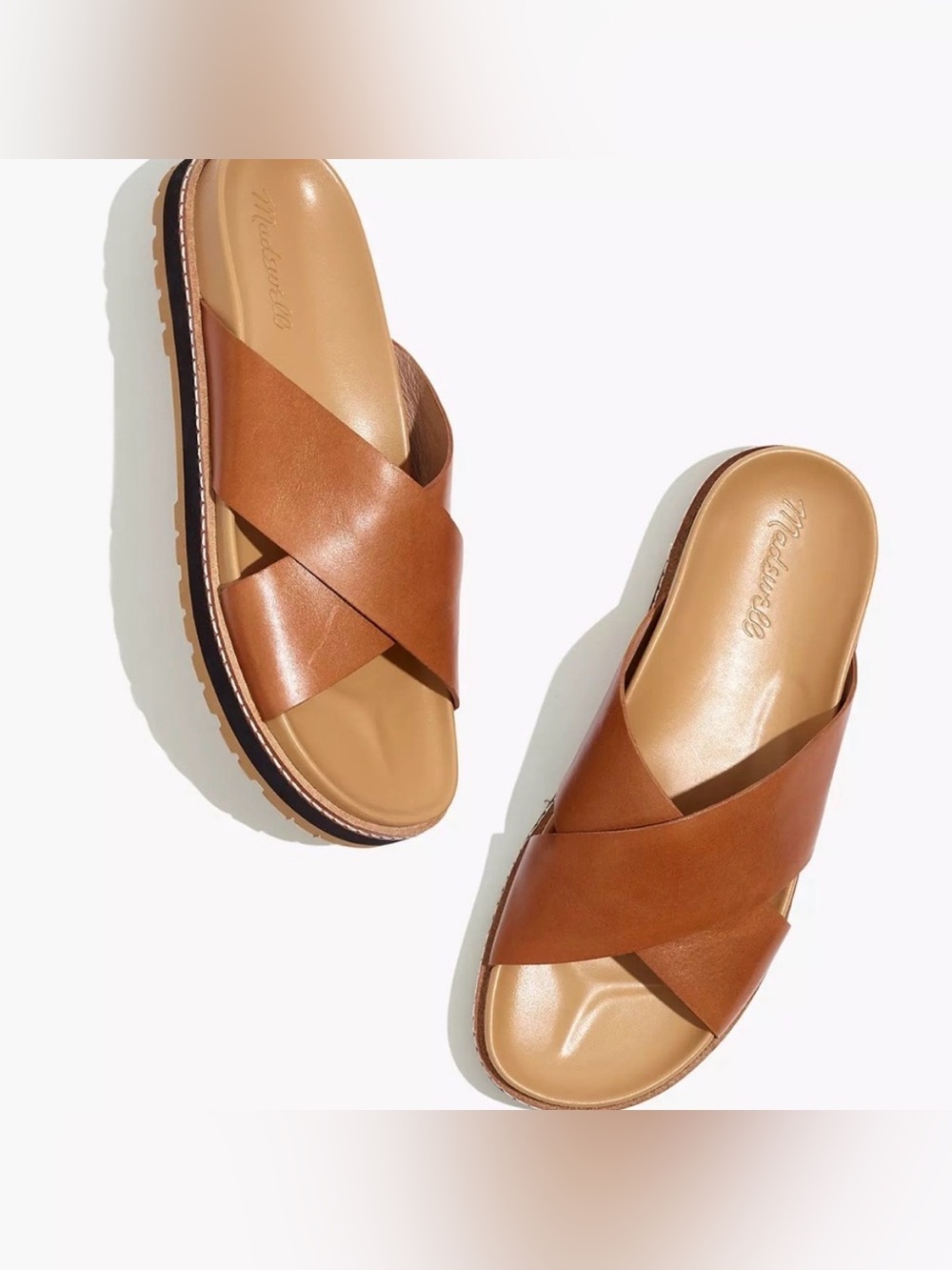 Madewell Brown Leather Dayna Lug Sole Slide Sandal Size 7.5